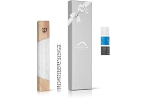 A&S Mezuzot Mezuzah Case for Door, Handcrafted Resin and Oak Wood mezzuza with Scroll, Weatherproof Easy Peel and Stick Installation for Home Blessing and Protection (White, 5 Inches)