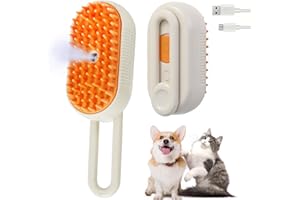 LIGIDAR 4 in 1 Cat Steam Brush for Shedding, Rechargeable Steam Cat Brush With Rotating Handle,for Massaging and Cleaning Shedding Pet Hai,for Cats Dogs (Cream)