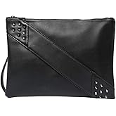 NIGEDU Fashion Women Clutches Rivet PU Leather Crossbody Bag Envelope Clutch Purse with Hand Strap