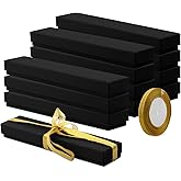 Rocutus Jewelry Gift Boxes - 12 Pack Necklace, Earring & Ring Gift Boxes - Cotton Filled Cardboard Paper Gift Cases for Wedding, Engagement (Black)
