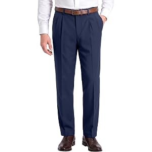 Comdecevis Men's Classic Fit Pleated Dress Pants | Wrinkle resistant & easy care, gentle stretch, lightweight & breathable, p