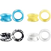 YOFANST 4Pairs Multi-Style Soft Silicone Ear Tunnels Plugs Piercing Set Double Flared Ear Gauges Ear Expander Stretcher Body Piercing Jewelry 2g-1" 6-25MM for Women Men