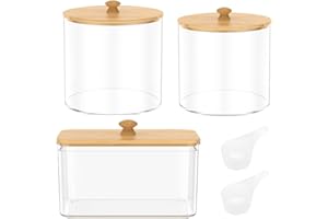 3 Pack Laundry Pods Container with Scoop and Wood, Clear Dryer Sheet Holder, Large Acrylic Detergent Powder Storage Container