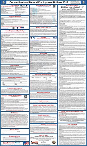 2017 Connecticut State and Federal Labor Law Poster - Laminated 24" x 40"