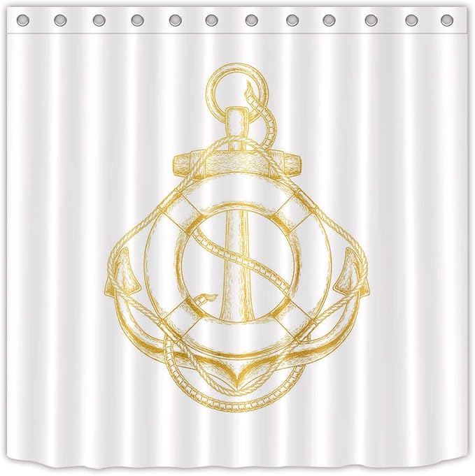 JHTRSJYTJ Zeichnen Goldanker HD Gedruckter wasserdichter Duschvorhang
