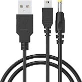 Amzpas USB A Charging Cable for PSP 1000/2000/3000/PS3, 2 in 1 USB A Data Charger Cable Lead for PSP 1000 2000 3000 (Black)