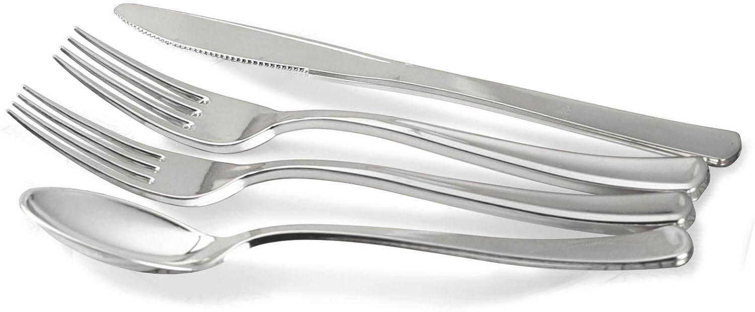 " OCCASIONS" 50 Plates Pack (25 Guests)-Heavyweight Wedding Party Disposable Plastic Plate Set -25 x 10.5'' Dinner + 25 x 7.5'' Salad/Dessert plates (Plain White): Kitchen & Dining