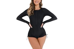 YATEEN Womens Athletic Training Swimsuit Long Sleeve Rashguard