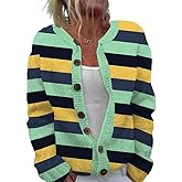 ZOCANIA Cardigan for Women Graphic Open Knit Sweaters Long Sleeve Button Down Cropped Cardigans Soft Winter Outwear