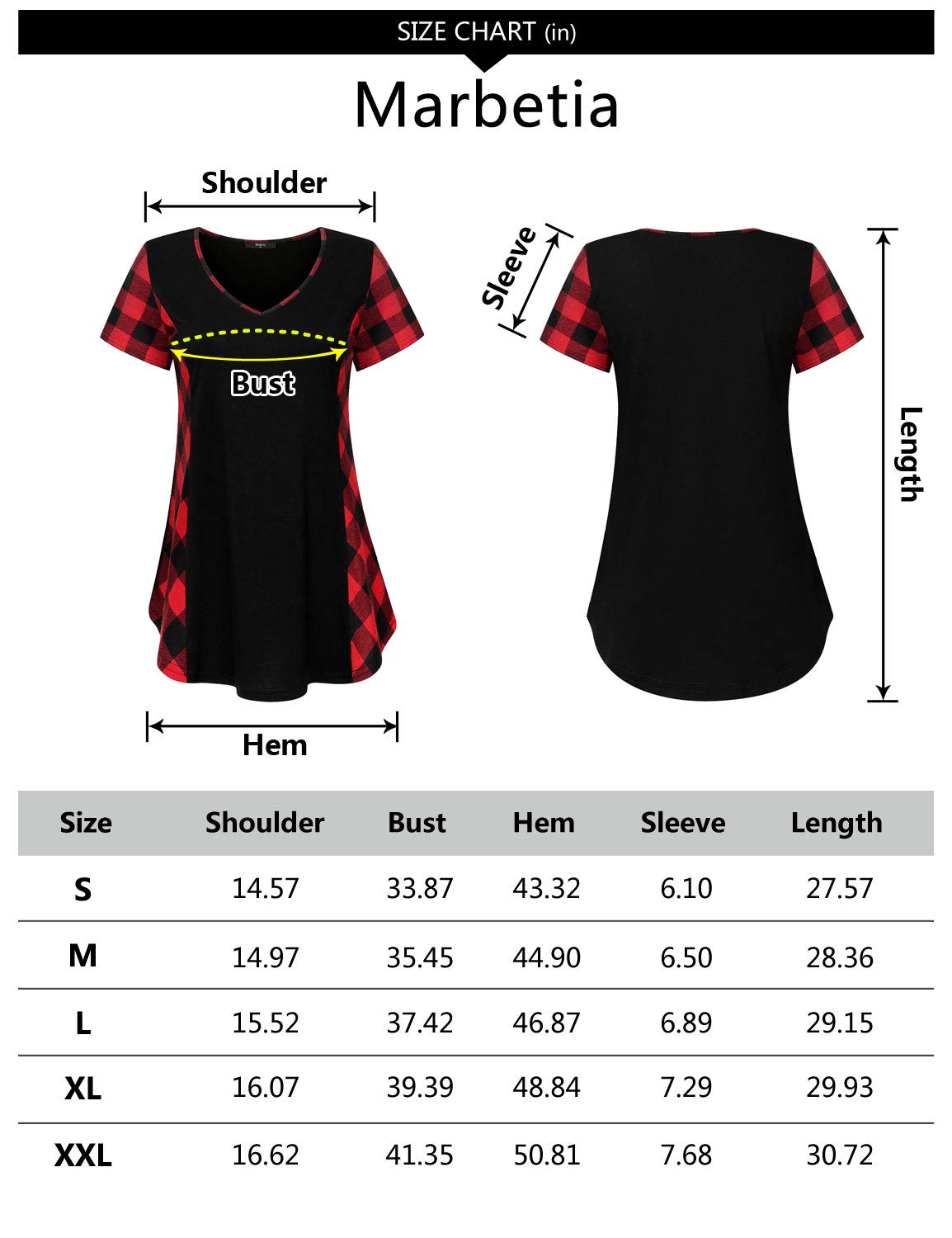 Marbetia Cotton Polyester No-Button Women Blouses Short Sleeve Plaid Print Loose Raglan Street Wear Chiffon Dress XX-Large Black Oversize