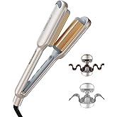 Curling Iron Hair Crimper Waver - TYMO ROVY Beach Waves Curling Wand, Ionic Deep Waver Hair Curler Tool with Ceramic 3 Barrel for Women, Dual Voltage, Anti-Scald, Easy to Use, Elegant Gold, 1 Inch