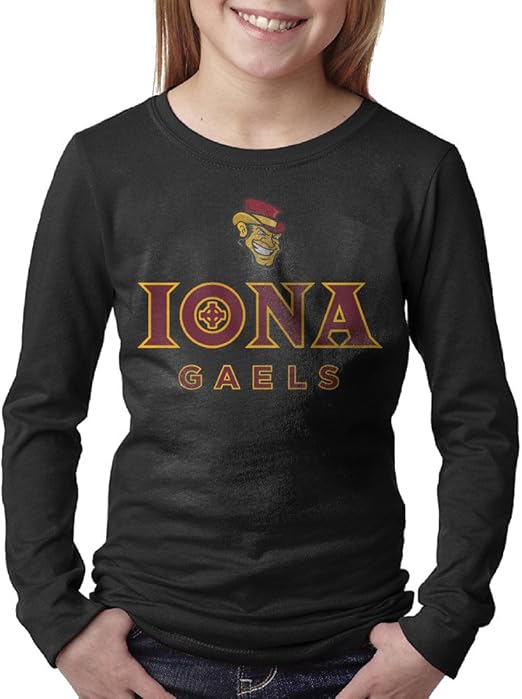 Amazon.com: Kids Iona College IONA Gaels Logo Long Sleeve T-Shirts Black: Clothing