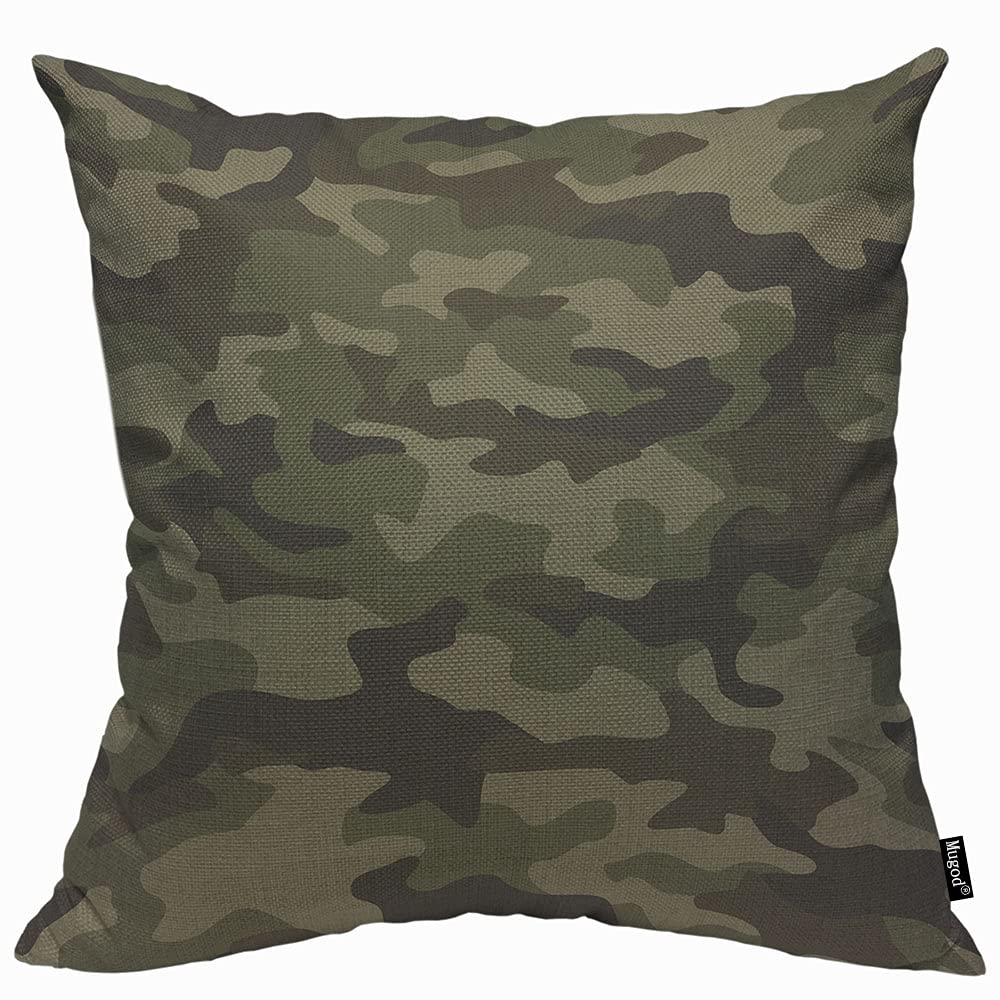 Mugod Military Camouflage Cushion Cover Throw Pillow Covers Army Hunting Mask Green Curve Wave Pillow Case for Men Women Decorative Home Sofa Chair Couch 45x45cm/18x18 Inch