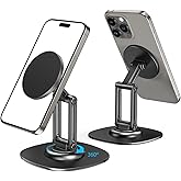CreaDream Magnetic Phone Stand, MagSafe iPhone Stand Holder for Desk with 360° Rotating Metal Base, Foldable Cell Phone Stand Compatible with iPhone 17 16 15 14 13 12 Pro Max and MagSafe Case
