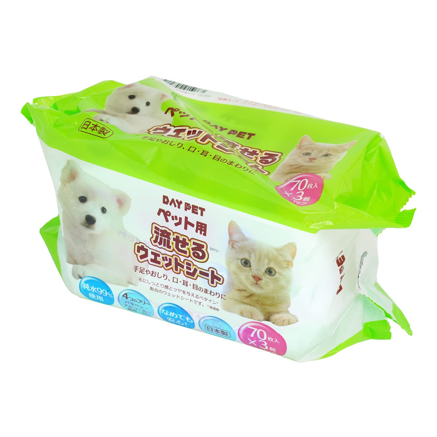 純水ベビーケア レック ペット用 純水99% 流せる ウェットシート 70枚×3個 (210枚) 日本製 なめても安心商品画像