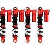 Pothyes Aluminium 53mm/59mm/66mm/78mm Shocks- Long Threaded Shock Absorber Oil Damper for TRX4M TRX-4M 1/18 RC Crawler Upgrades (red, 59mm)