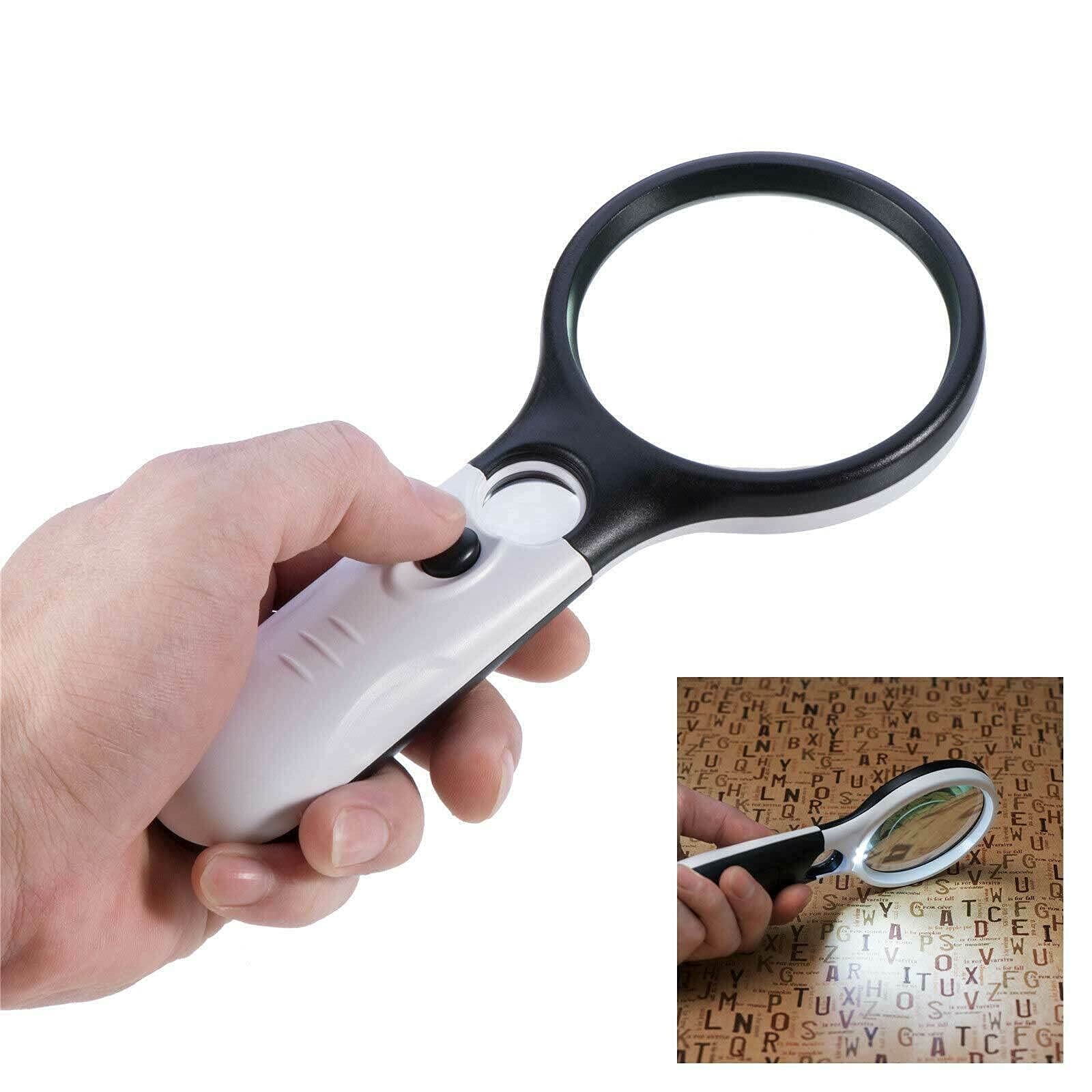 45X Magnifying Glass Handheld Magnifier 3 LED Light Reading Lens Jewelry Loupe for Reading/Maps/Watch Repair/Newspaper/Jewelry Loupes