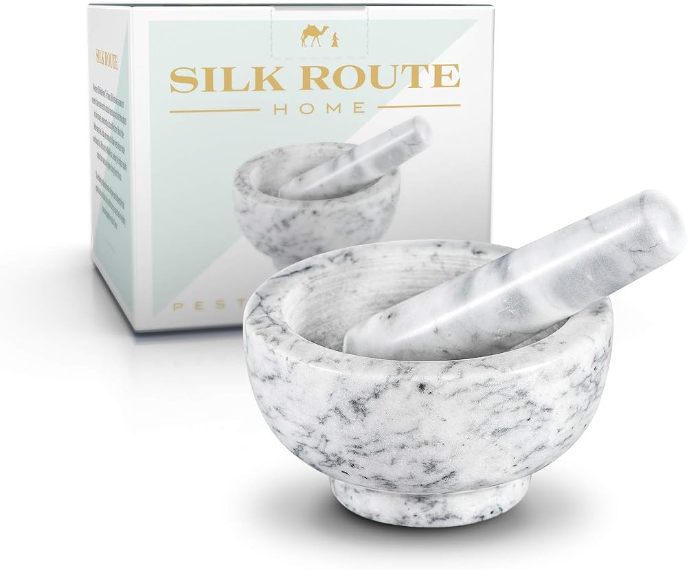 Silk Route Spice Company Solid Marble Mortar and Pestle