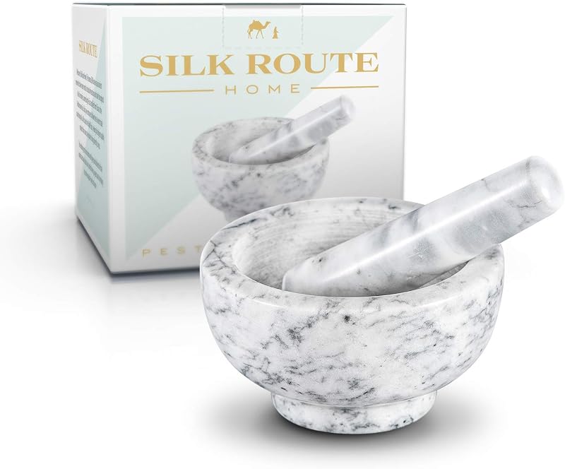 Silk Route Spice Company Solid Marble Mortar and Pestle