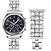 Handygear Band Compatible with Gear S3 Frontier Classic Galaxy Watch 46mm, 22mm Handmade Bling Crystal Rhinestone Diamonds Bracelet Strap Replacement Band Samsung Gear S3 (BD Silver, 22mm)