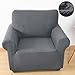 Hootech Jacquard Couch Cover 1-Piece Polyester Spandex Fabric Chair Slipcover 1 Cushion (Grey, Chair) primary
