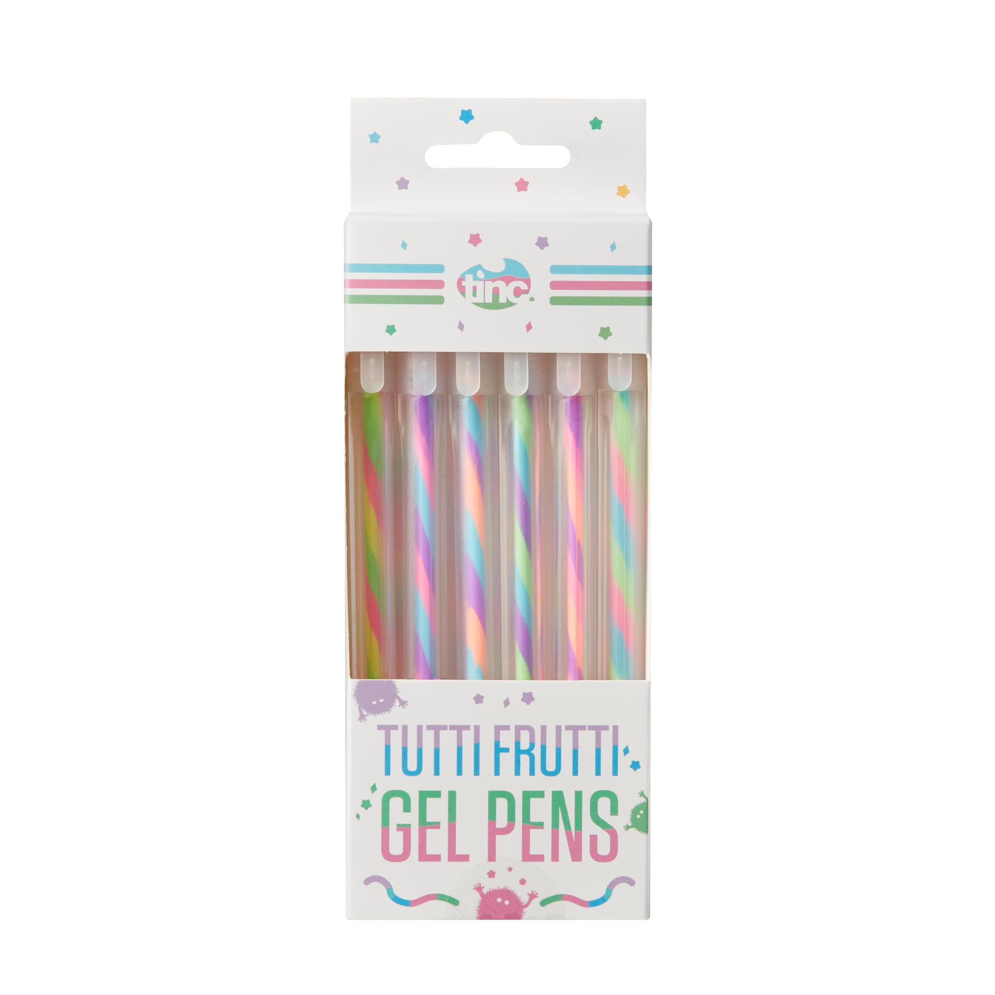 Tinc Tutti Frutti Gel Pens, Set of 6, cute pens for creating colourful handwriting, great for invites and occasion cards — image 1
