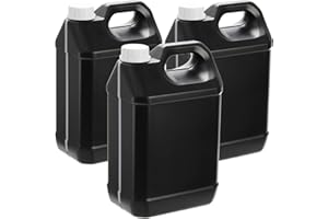 Hacaroa 3 Pack Plastic Engine Oil Jugs with Lid, 1 Gallon F-style Storage Container with Ergonomic Handle, Black Empty HDPE Bottle Jug for Motor Oil, Bleach, Detergent, Lubricant