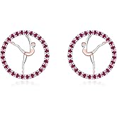 Dainty Gymnastics Earrings for Women - 925 Sterling Silver Gymnastics Stud Earrings Zirconia Cute Gymnast Stud Hypoallergenic Jewelry