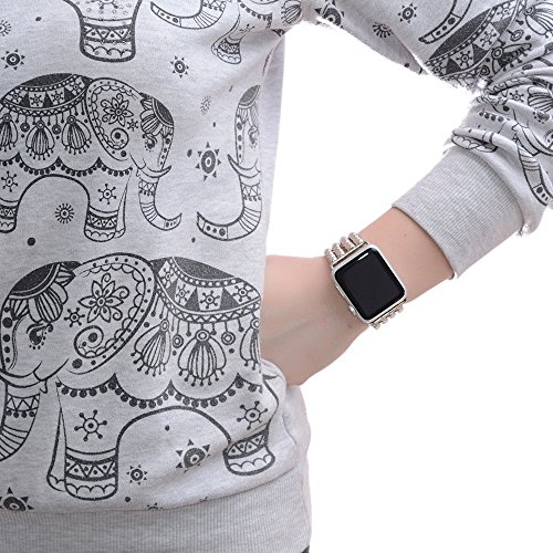 Watch Band for Apple Watch, Glass Pearl Watch Accessories Work with Apple Watch, 38mm 40mm 42mm 44mm Watch Strap for Apple Watch, Lugs Adapter, Watch Band Women for iWatch, No-clasp, Stretch Fit