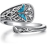 Hagkew Spoon Ring for Women 925 Sterling Silver Hummingbird Ring Vintage Antique Spoon Rings Hummingbird Jewelry Adjustable Rings for Women