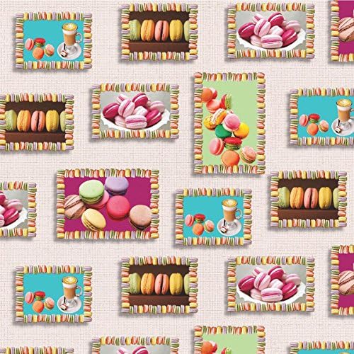 Colorful Macaroon Design Vinyl Indoor & Outdoor 55in x 95in PVC Kitchen Tablecloth