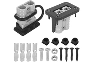 Uddick 2PCs 50 Amp Battery Quick Disconnect Connector, Wire Harness Plug with Racket and Dust Cover, for Towing Winch Winch Car Bike ATV Winches Lifts Motors, 12-24V, Grey