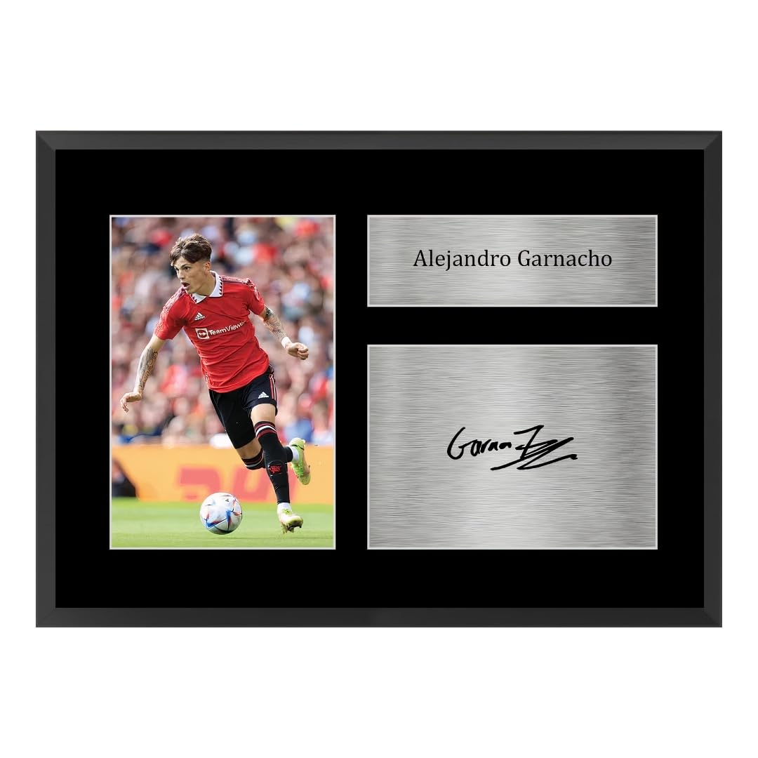 Signed Alejando Garnacho A4 Photo Display With Frame Included | Football Memorabilia | Gift For Alejando Garnacho Fans | United Signed Photo Display | Gift For Football Fans
