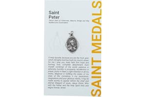 VENERARE 1" Saint and Holy Subject Medal with Prayer Card | Over 25 Different Saints | Durable and Detailed Charm | Pendant Medal Carded with Prayer | Christian Jewelry (St. Peter)