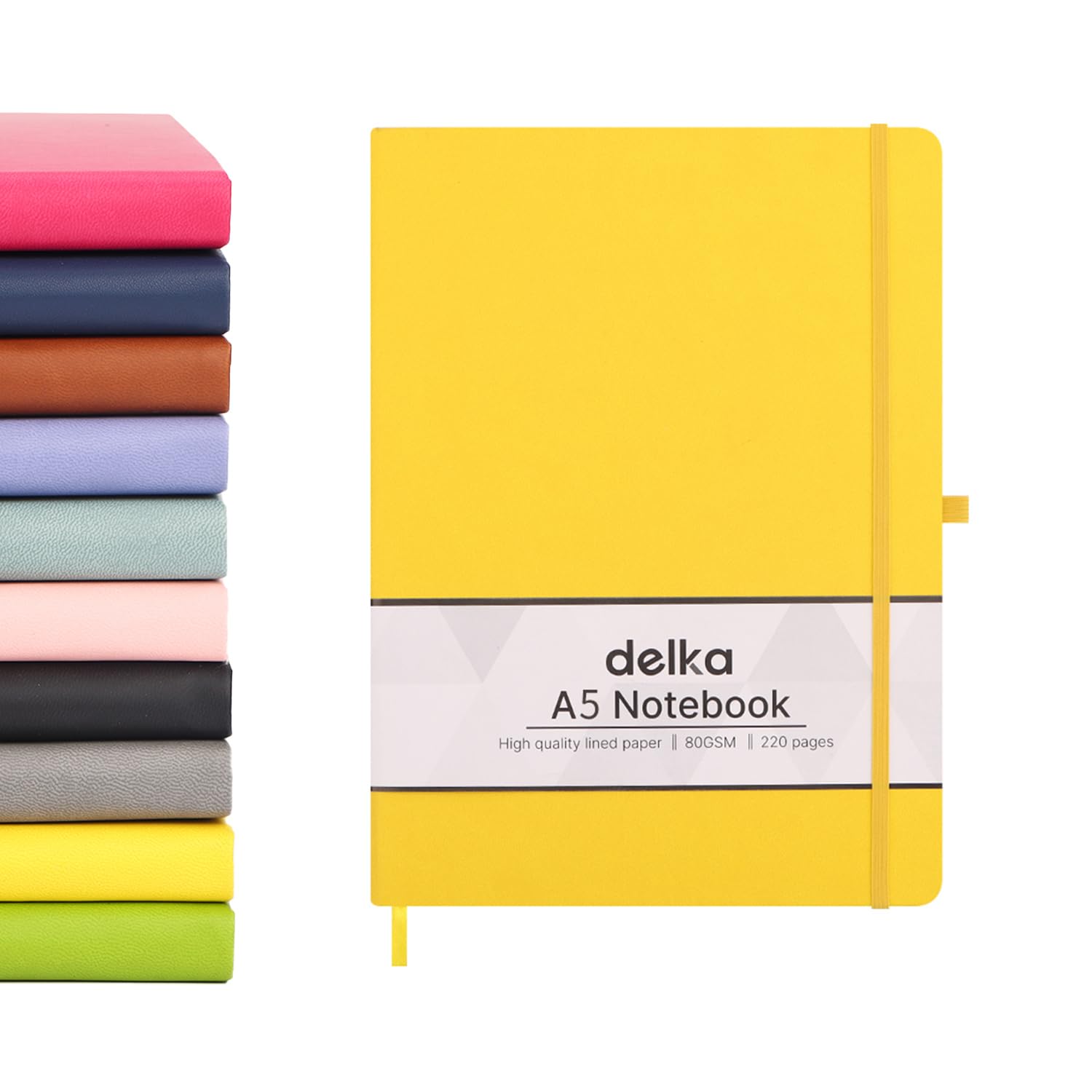 delka A5 Notebook – Lined Notepad Journal, Soft Cover Writing Pad for Office, School, College, Home & Business – Ideal for Note Taking, Daily Planning, Journaling & Study (YELLOW, Pack of 1)