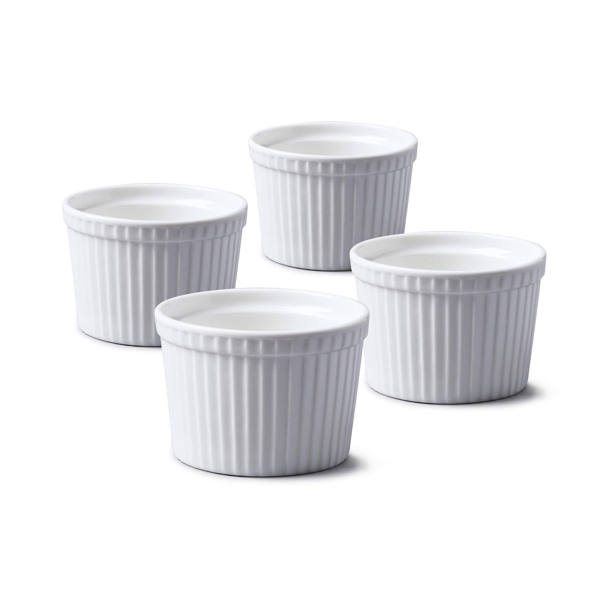 WM Bartleet & Sons 1750 TSET46 Set of 4 Traditional Porcelain Deep Ramekins 8cm Diameter– White