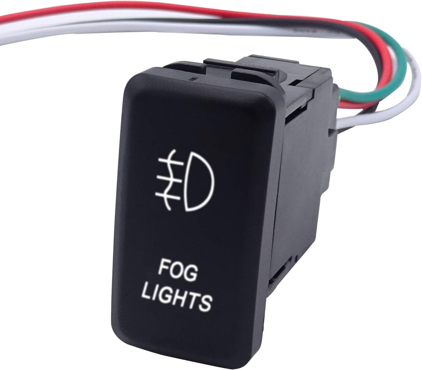 WeiSen Fog Lights Symbol Push Switch White Backlight ON-Off Switch with Connector Wire Kit Fit Toyota Tacoma Tundra 4Runner etc