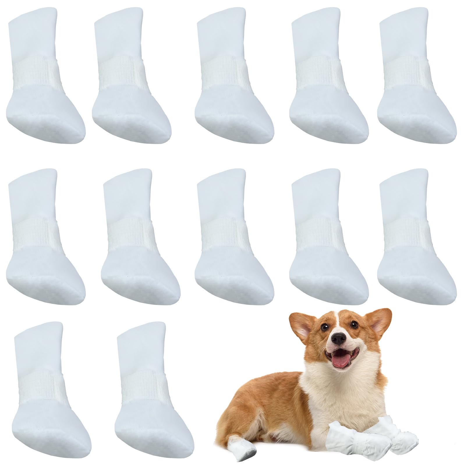 Zngou 12 Pcs Disposable Dog Shoes Socks Stop Licking Boots Slippers Foot Cover for Small Medium Dogs Injured Paws Summer Indoor Outdoor Walking