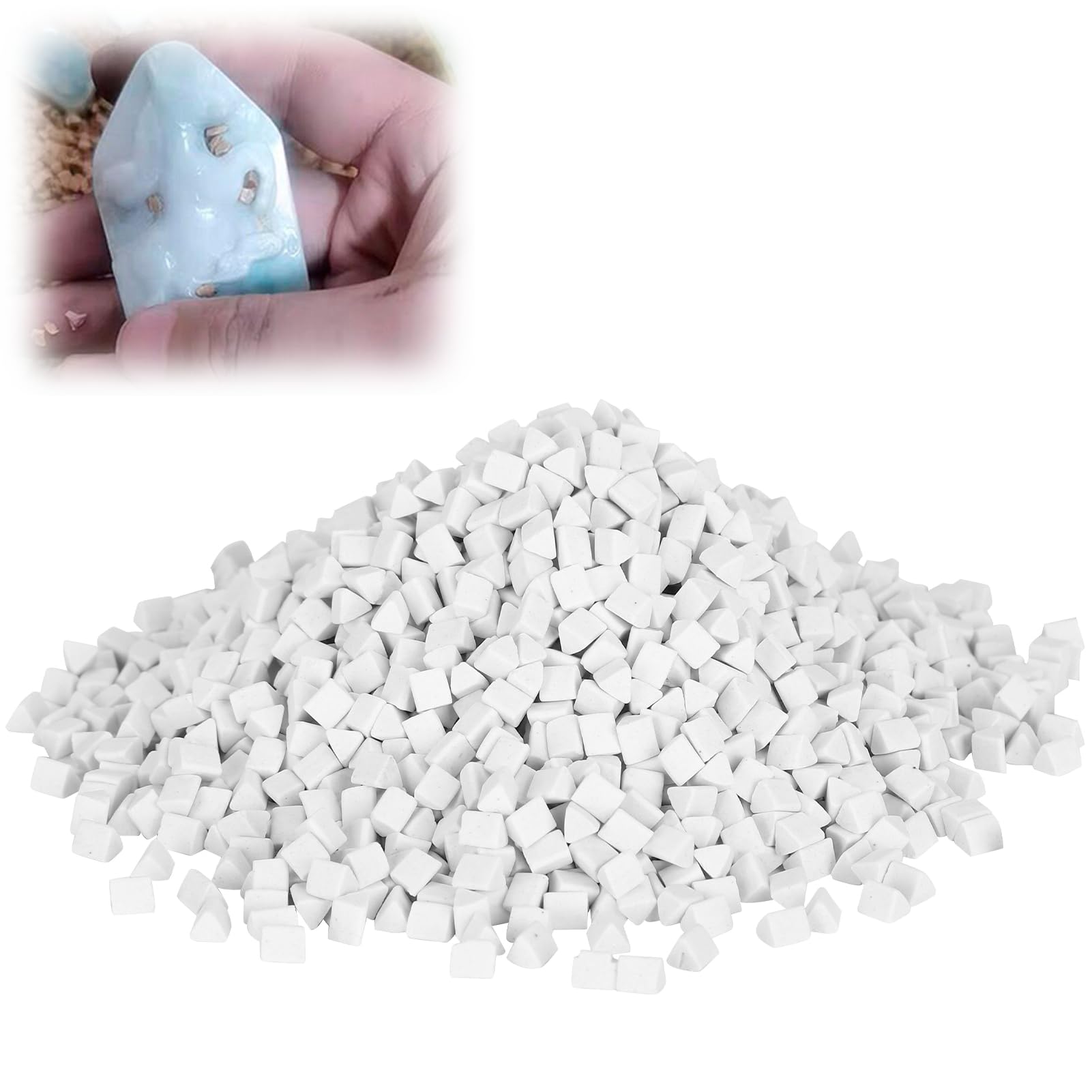 Polishing Abrasive Material, Jewelry Abrasive Buffing, Ceramic Pellets 500g Small Rock Tumbling Ceramic Grit Filler Media for Stones
