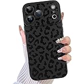 TEAUGHT Compatible with iPhone 17 Pro Max Case 2025 Cute Pattern Leopard Print Cheetah Shockproof Silicone Phone Cover for Girls Women -Black