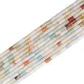 BEADIA Natural Amazonite Tube Beads Cylinder 2x4mm 38cm/Strand Stone Beads for Jewelry Making