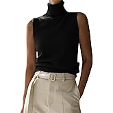 AJELIFHL Women Elegant Turtleneck Sweater Vest Fall Trendy Casual Solid Sleeveless High Neck Knit Pullover Tank Top
