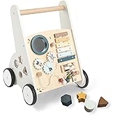Freniland Wooden Baby Walker,Baby Walker with Wheels for Toddlers 18M+,Montessori Toys with Bead Maze, Xylophone and Storage for Boy and Girl