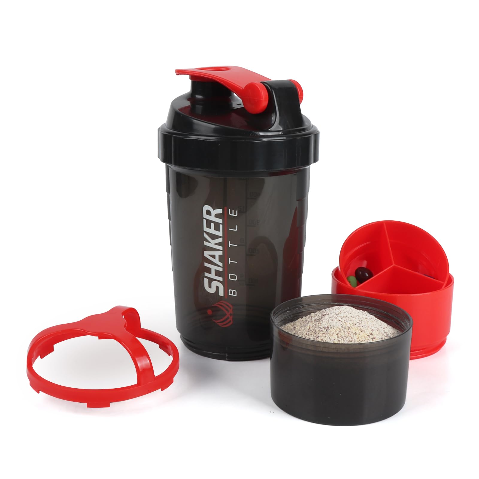Photo 1 of XTKS Shaker Bottle,16oz Protein Shaker Bottles with Mixing Ball, 3 in 1 Leak-proof GYM Shake Cup with Powder Storage & Pill Tray, Ideal for Workout,BPA Free?Red?