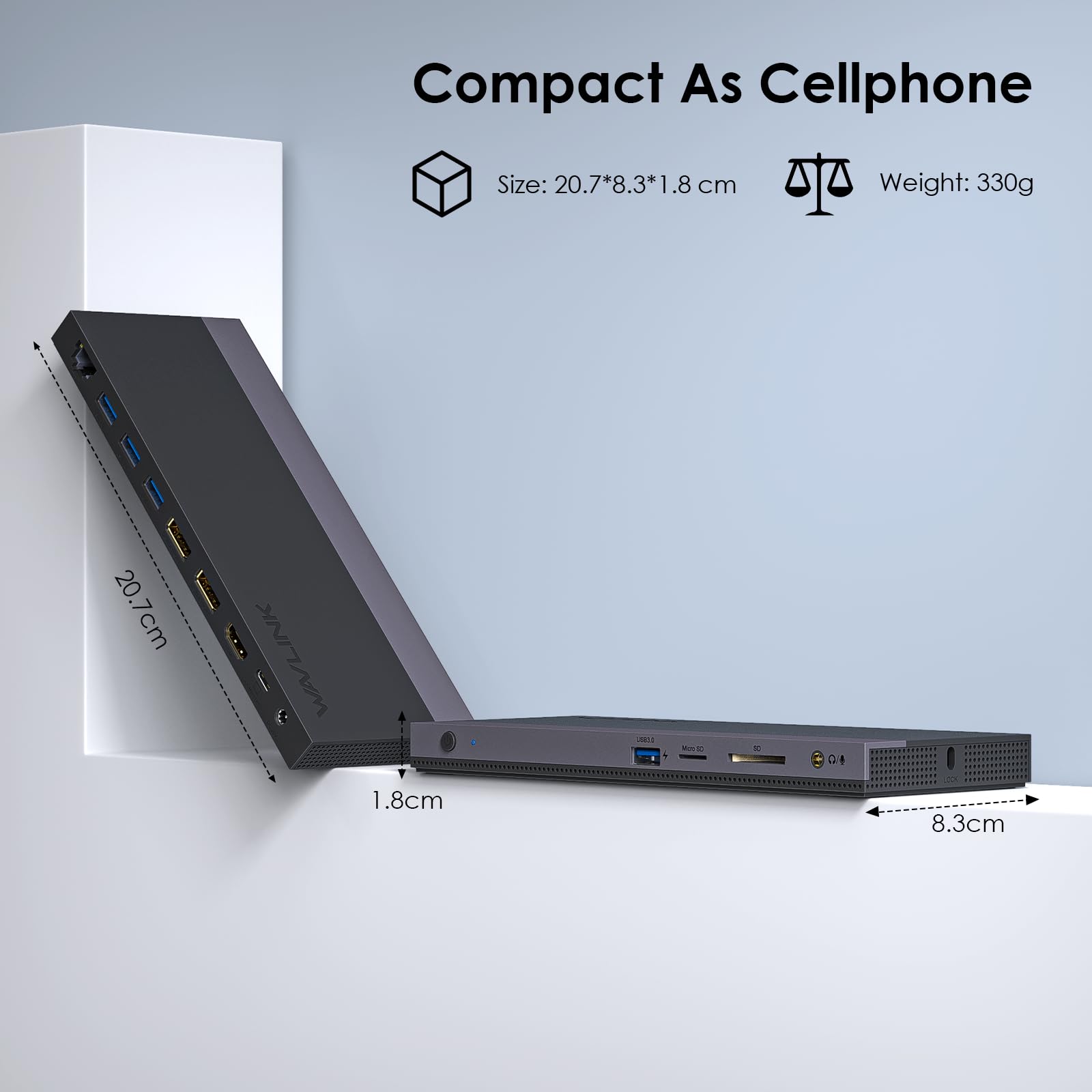 WAVLINK USB C 13-IN-1 Docking Station Triple Display mit 100W Netzteil 9