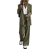 KIRUNDO Women Suits 2 Piece Set Business Casual Dressy Oversized Blazer Jacket and Wide Leg Dress Pantsuits Formal Outfits