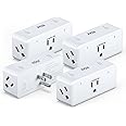 KMC Smart Plug Side 4-Pack, Smart Outlet Splitter for Smart Home, 3-Outlet Wall Plug Extender, Compatible with Google & Alexa Smart Plugs, No Hub Required, WiFi Plugs Smart Plug WiFi Outlet