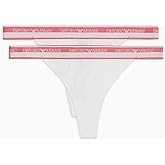 Emporio Armani womens Stretch Cotton Logo Band 2 Pack Thong