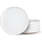 AmorArc Ceramic Dinner Plates Set of 6, 10.25 Inch Stoneware Plates for Kitchen,Modern Flat Dinnerware Dishes Set,Microwave& Dishwasher Safe, Scratch Resistant-White