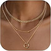 Robaice Layered Necklaces for Women，14K Gold Plated Twist Circle Pendant Dainty Paperclip Chain Necklace Stack Trendy Layering Stackable Chain Choker Set Minimalist Gold Jewelry Gift for Women